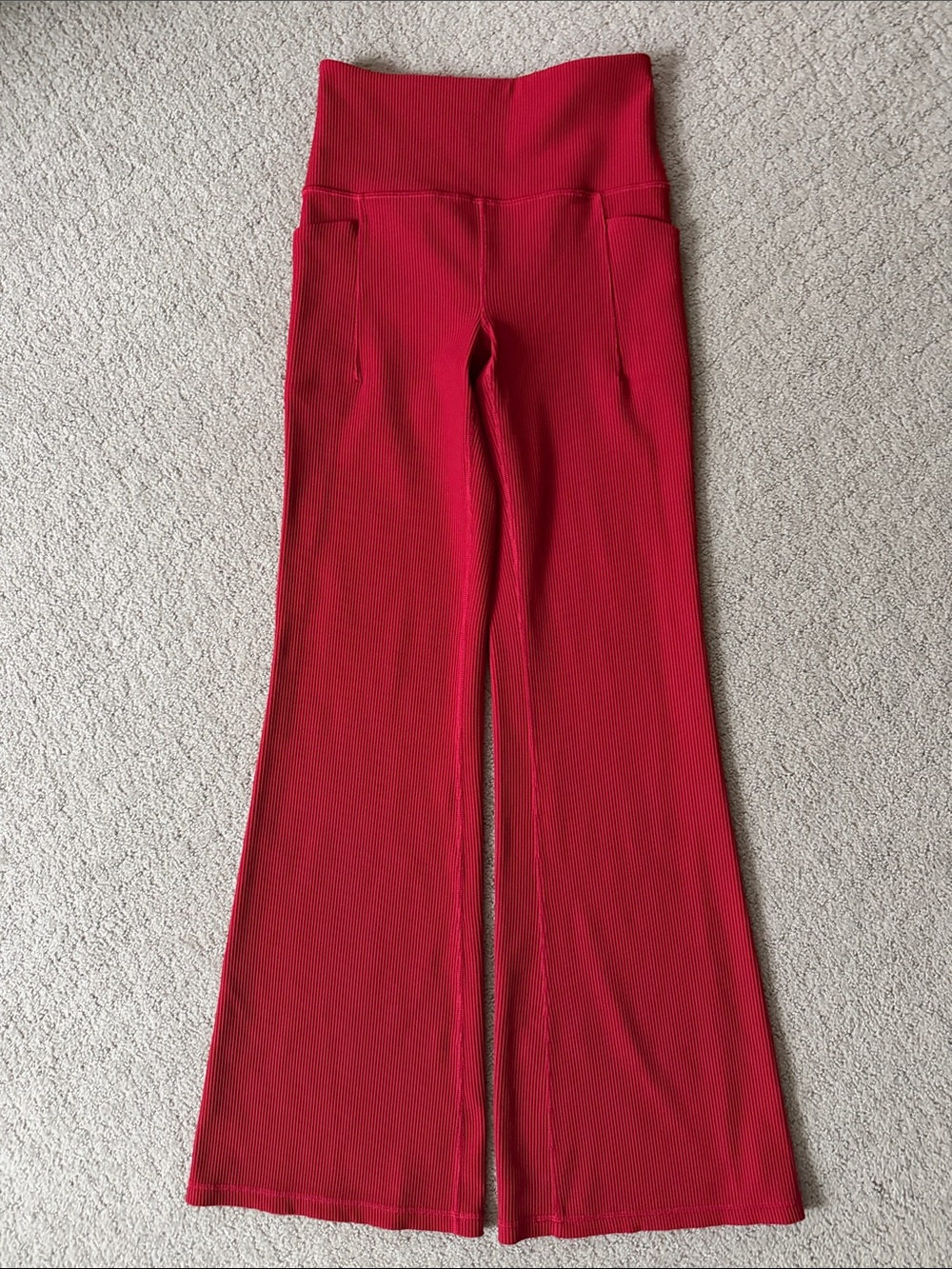Athleta Crimson Ribbed Flare Leggings